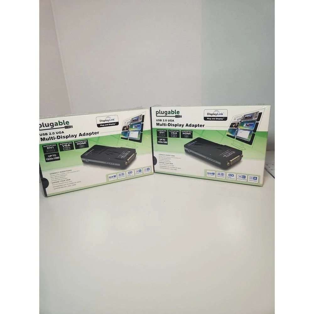 Plugable USB 2.0 Multi-Display Adapter ~ HDMI/DVI/VGA ~ NEW (Lot of 2)